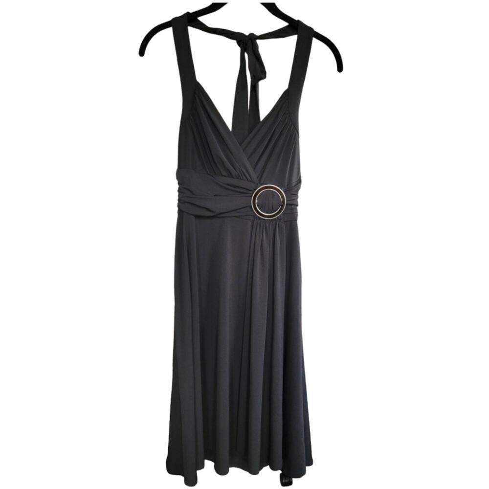 WHBM Black Halter Dress Sz 2 Empire Waist‎ Y2K LBD Date Night Pinup